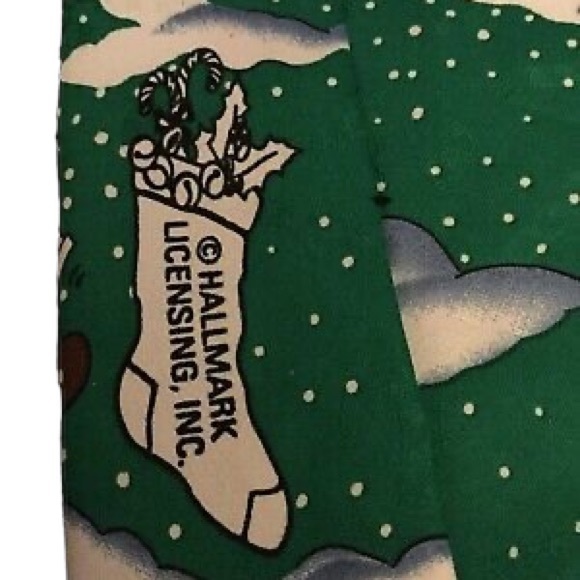 Hallmark Santa Clause Golfing Christmas Holiday Mens Tie Rudolph Blue Green - Picture 3 of 5